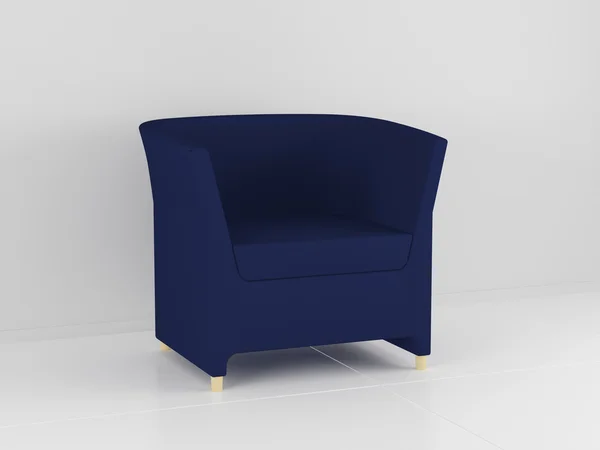 Blaues Sofa drinnen, 3d — Stockfoto