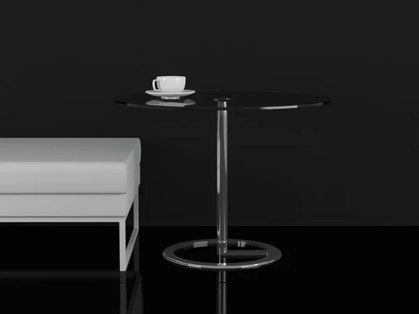 Sofá blanco y mesa de centro, salón —  Fotos de Stock