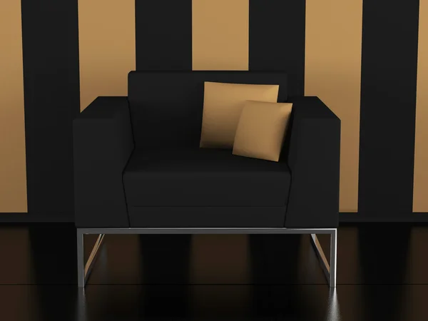 Modernes schwarzes Sofa drinnen — Stockfoto
