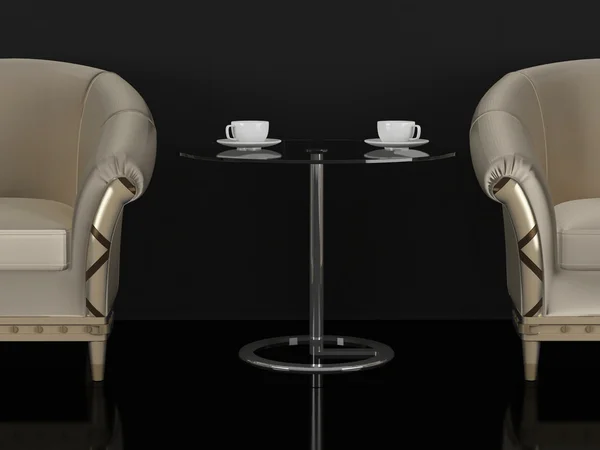 2 つの茶色のソファ、コーヒー テーブル、リビング ルーム — ストック写真