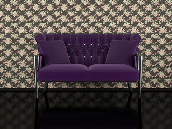 Sofá clásico violeta interior —  Fotos de Stock