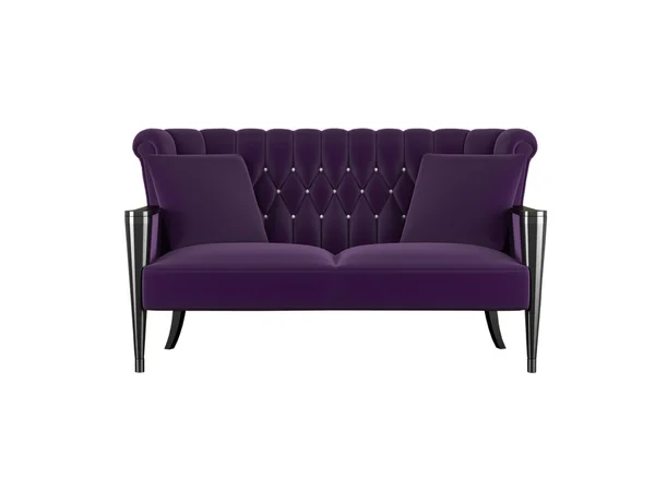 Classic violet sofa, isolated — Stock Photo, Image