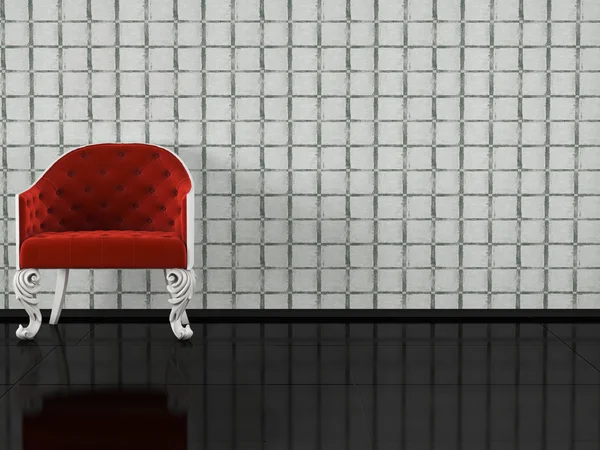 Sofá clásico rojo interior — Foto de Stock