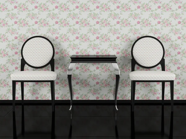 Wohnzimmer, zwei klassische Sessel mit Couchtisch — Stockfoto