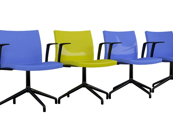 Синьо-жовті офісні крісла ізольовані — стокове фото