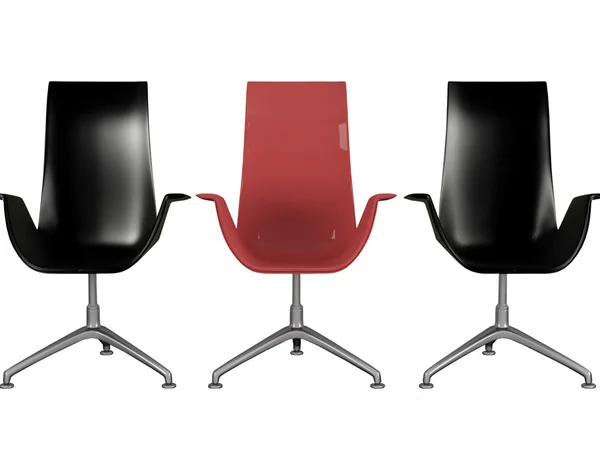 Black and red office armchairs, isolated — Stock Photo, Image