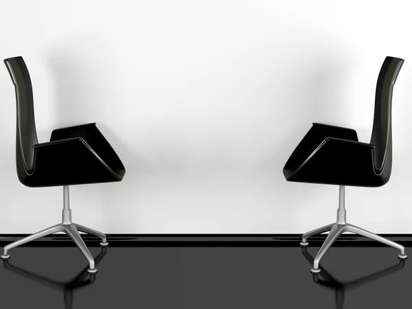 Two black office armchairs indoor — Stock Photo, Image