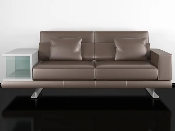 Braunes Sofa drinnen — Stockfoto