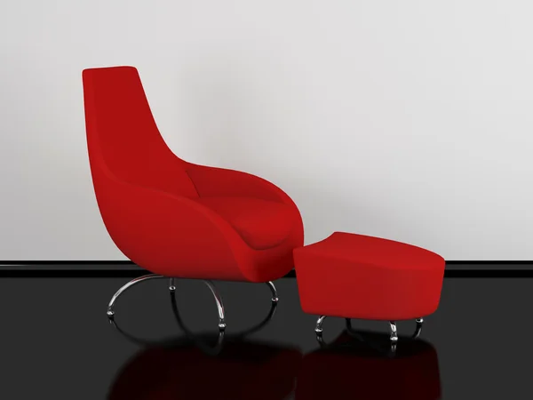 Canapé rouge moderne pour se détendre, intérieur — Photo