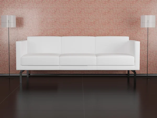 Sofá branco interior — Fotografia de Stock