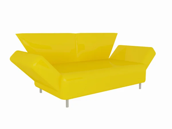 Sofá amarelo moderno isolado — Fotografia de Stock
