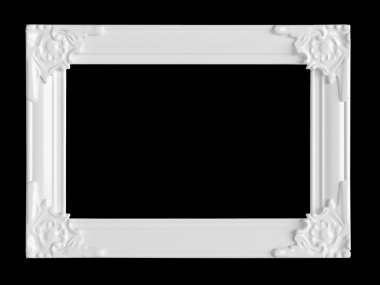 Empty white wall picture frame, isolated on black clipart