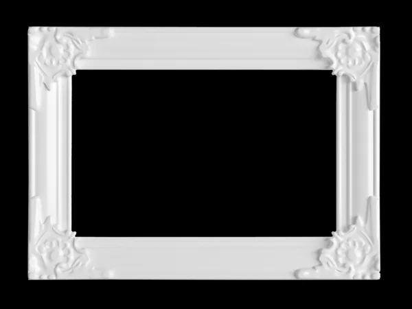 Marco de pared blanco vacío, aislado en negro — Foto de Stock