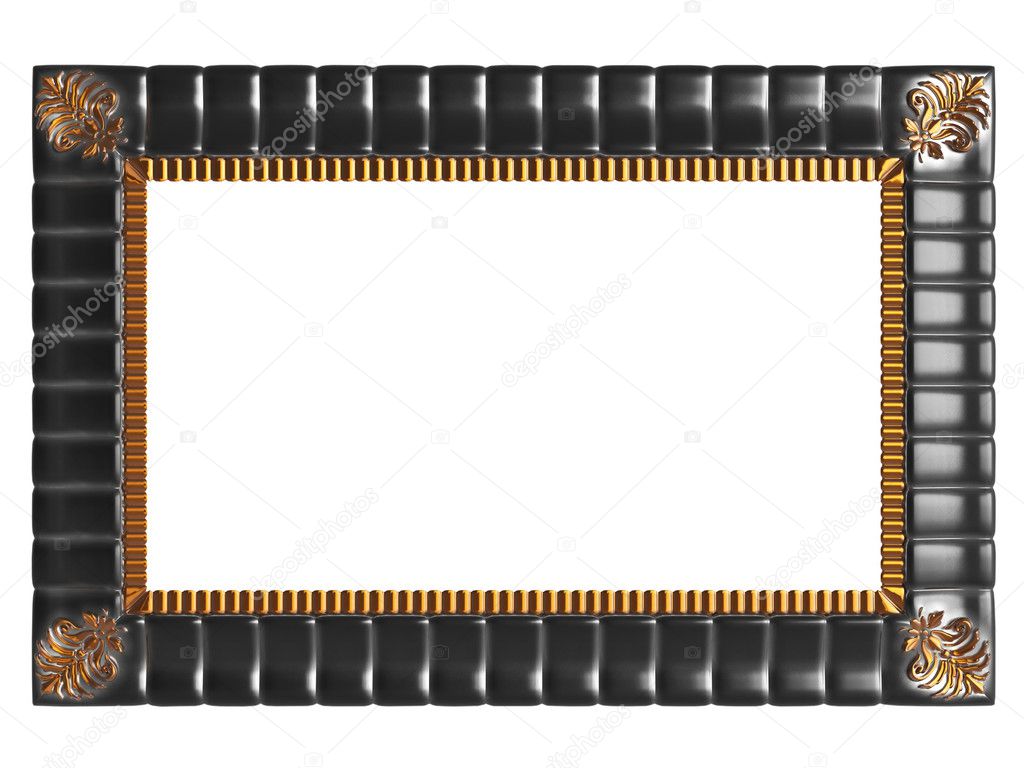 Antique gold picture frame isolated on white