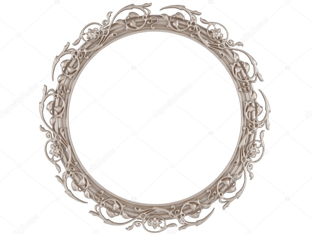 A decorative round picture frame, floral