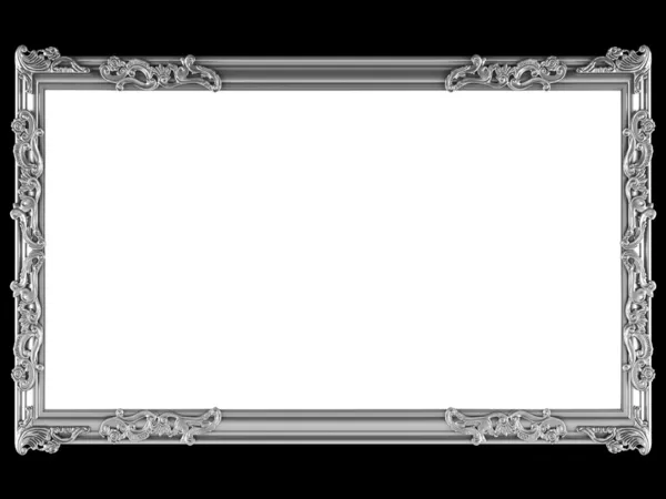 Quadro de imagem ornamentado prata antigo isolado — Fotografia de Stock