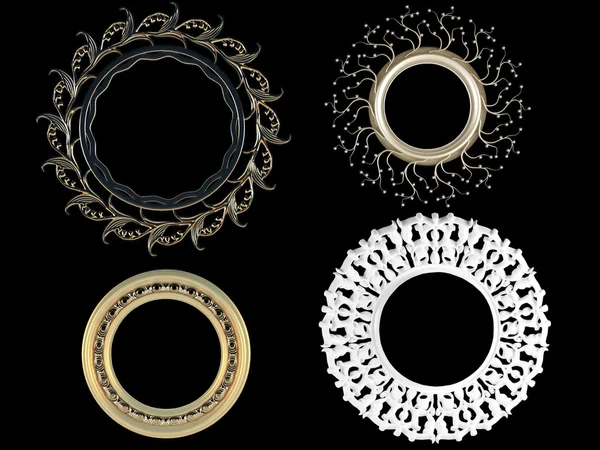 Четыре декоративных винтажных золота пустые круглые рамки картины — стоковое фото
