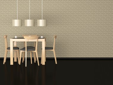 Design interior of elegance modern dining room clipart