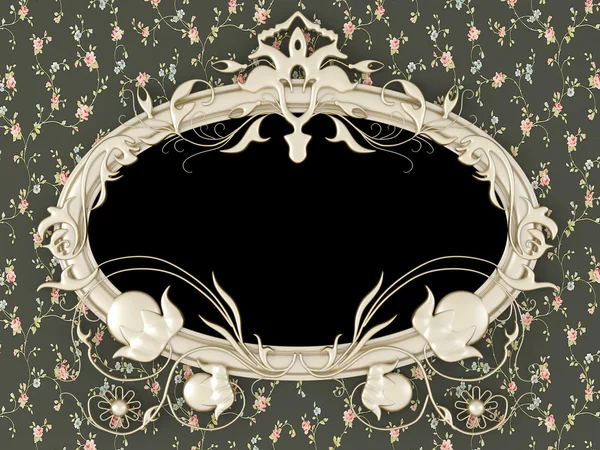 Antika Guld Ornamenterade Bildramen Vintage Tapeten Infoga Din Egen Design — Stockfoto