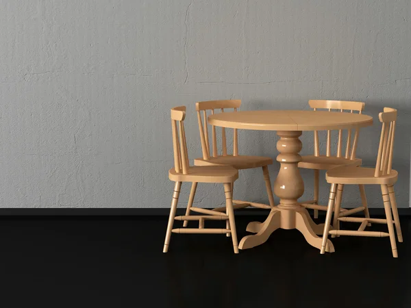 Sala Jantar Moderna Mesa Redonda Madeira Witn Quatro Cadeiras — Fotografia de Stock