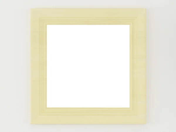 シンプルな木製フレーム 白い壁に挿入独自デザイン レンダリング イラスト — ストック写真
