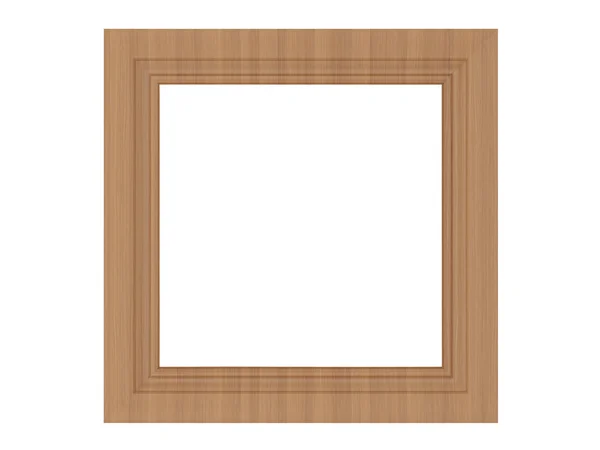白で隔離される木製の空の図枠 — ストック写真