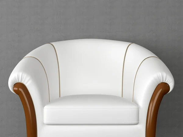 Классическое Старое Белое Кресло Фоне Старой Панельной Стены — стоковое фото