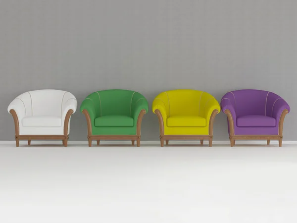 Классические Кресла Перед Старой Стеной Современный Дизайн Интерьера Рендеринг Иллюстрация — стоковое фото