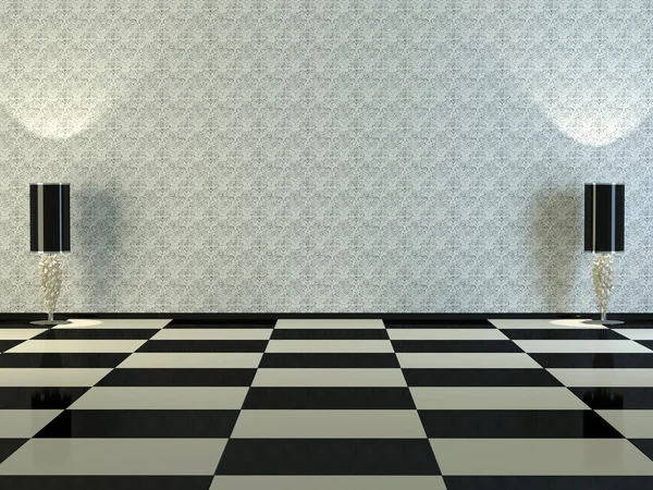 Design Interior Elegance Classic Empty Room Flour Lamps White Black — 스톡 사진