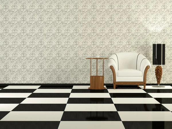 Diseño Interior Elegancia Moderna Sala Estar Sillón Blanco Clásico Con —  Fotos de Stock