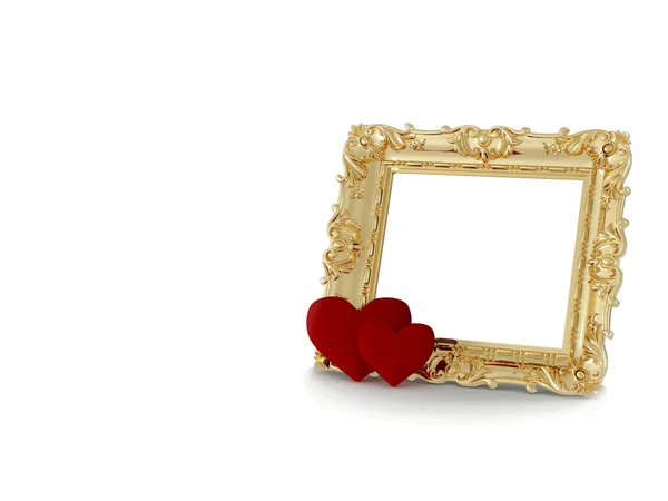 Klassiek gouden frame met hart — Stockfoto