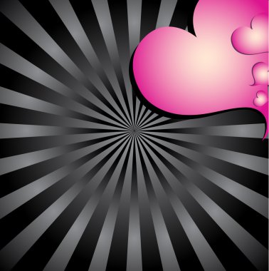 Sunburst background with hearts clipart