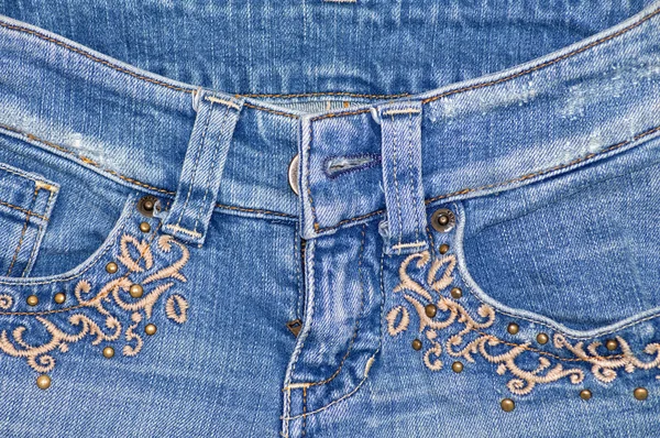 Jeans with embroidery — Stock Photo, Image