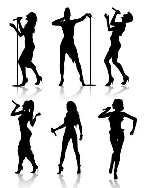 Female singers silhouette set