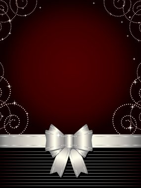 Christmas background with silver bow clipart