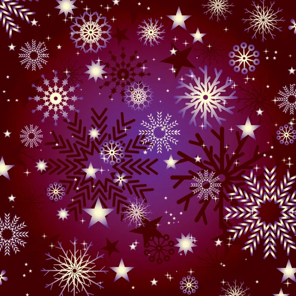 Flocons de neige et étoiles fond — Image vectorielle
