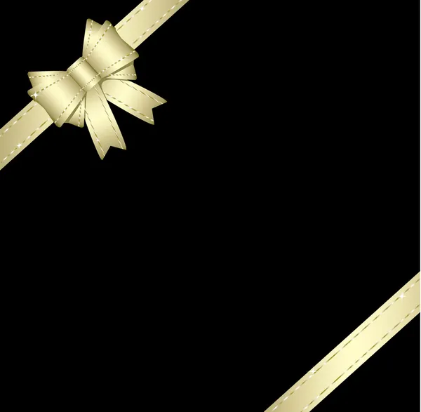 ゴールデン ギフト リボンと黒に分離された弓 — ストックベクタ