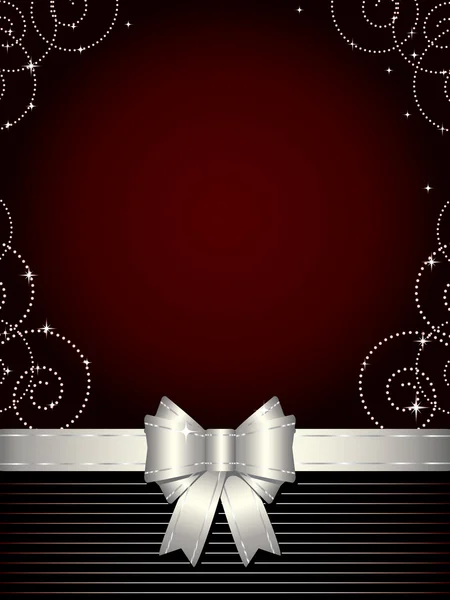 stock vector Christmas background with silver bow