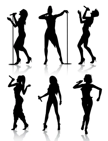 Ensemble silhouette chanteuses — Image vectorielle