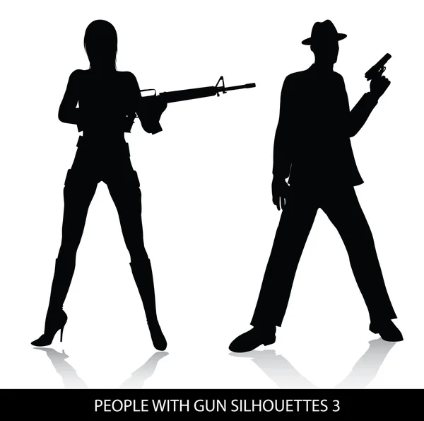 Con siluetas de pistola — Archivo Imágenes Vectoriales