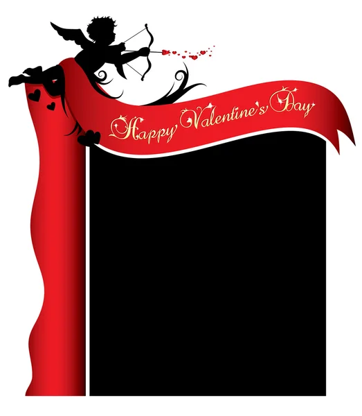 Silhouette Cupidon Avec Ruban Rouge Illustration Fond — Image vectorielle