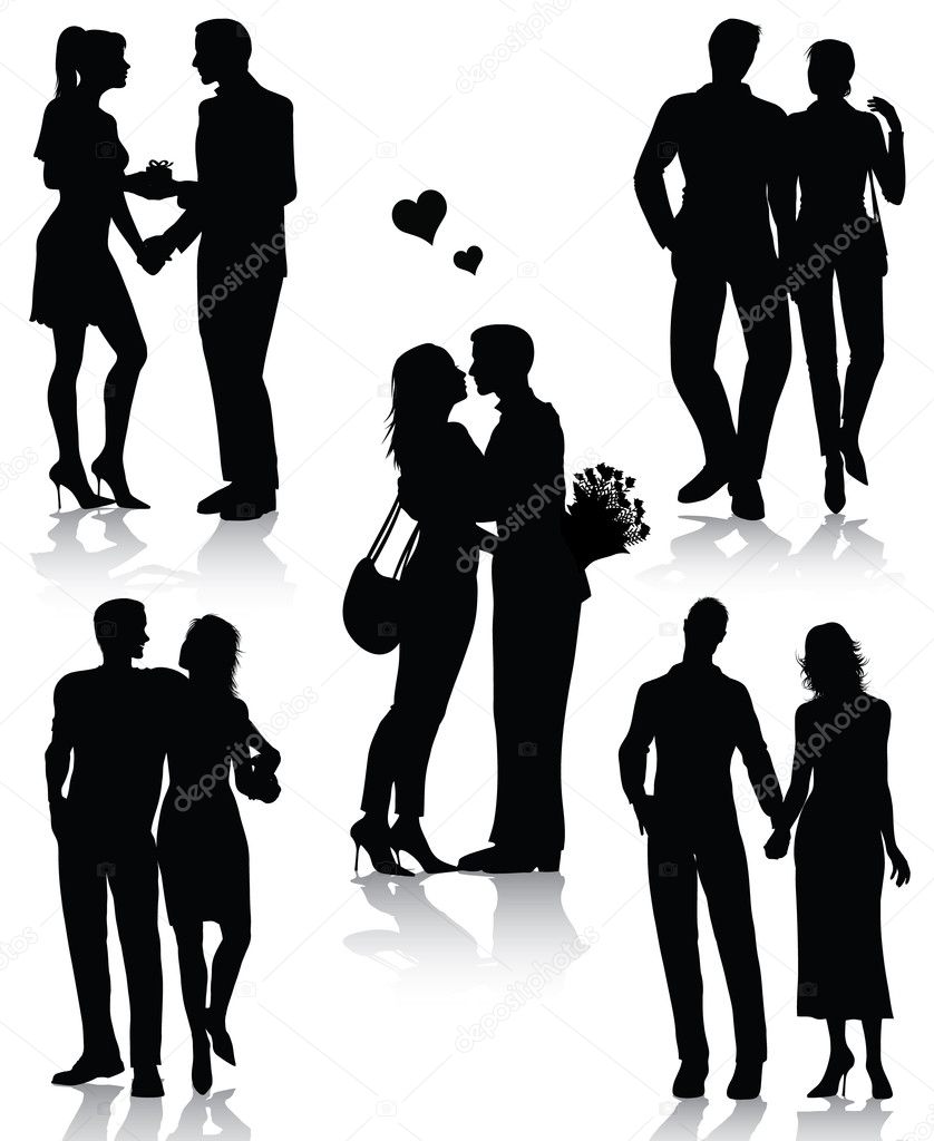 Romantic Couples Silhouettes Romantic Couples Silhouettes — Stock