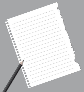 Notebook paper with pencil clipart