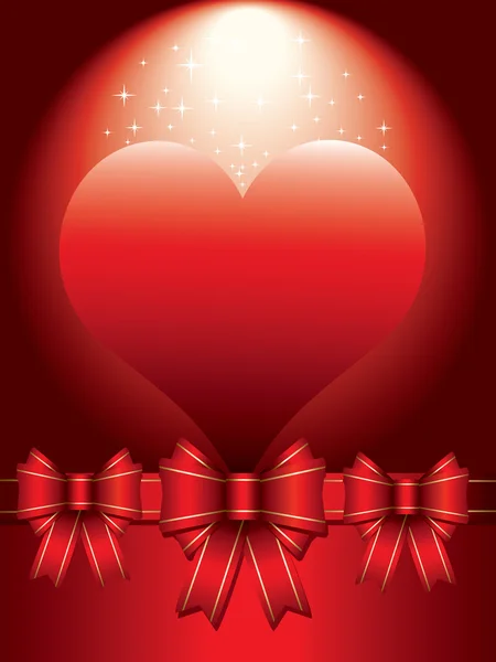 Valentines Day Background Shiny Heart Bows — Stock Vector