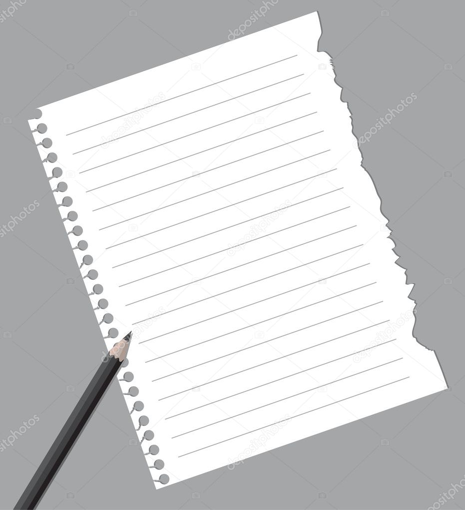 Notebook paper with pencil