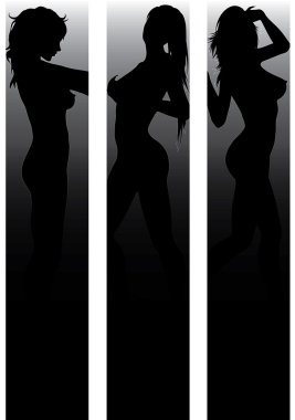 Banner set with sexy silhouettes clipart