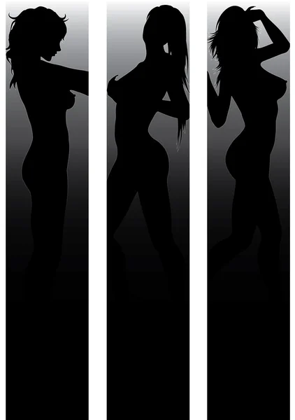 Banner instellen met sexy silhouetten — Stockvector