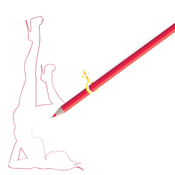 Penna ritning kvinna figurerar — Stock vektor