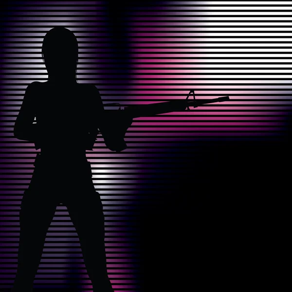 Meisje met pistool silhouet — Stockvector