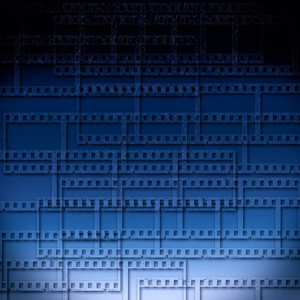 Blauwe abstracte achtergrond met filmstrips — Stok fotoğraf